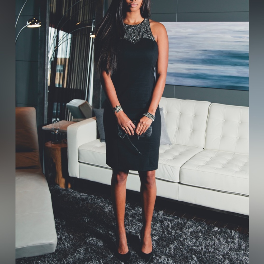 Bardot Jewelled Collar Midi Dress